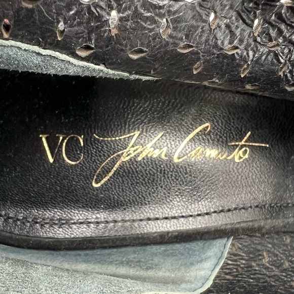 VC John Camuto Black Bree Peep Toe Heeled Plunge Ankle Boots Size 6 Women's - Picture 2 of 8